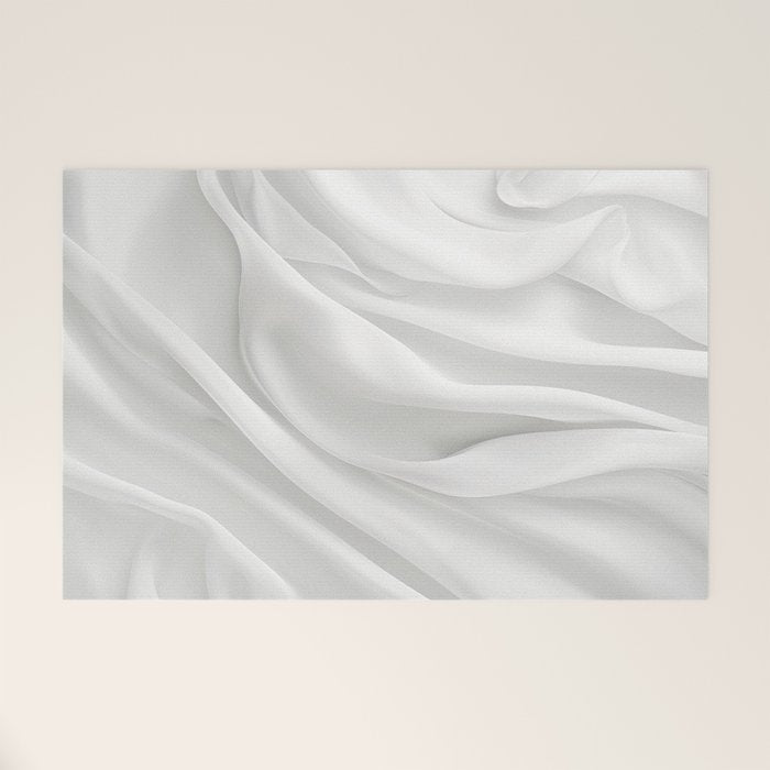 White Satin Silky Surface All White Welcome Mat Gallery Image 1