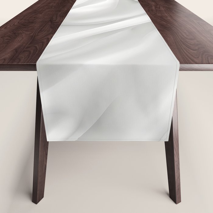 White Satin Silky Surface All White Table Runner Gallery Image 1
