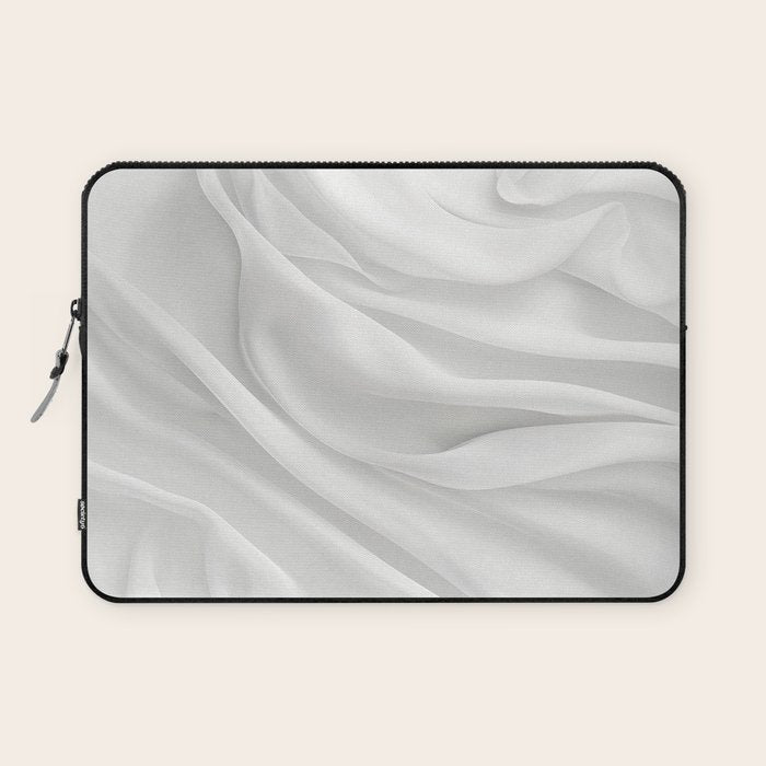 White Satin Silky Surface All White Laptop Sleeve Gallery Image 1