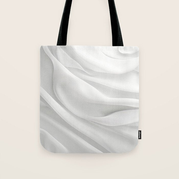 White Satin Silky Surface All White Tote Bag Gallery Image 1