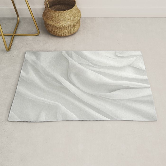 White Satin Silky Surface All White Rug Gallery Image 1