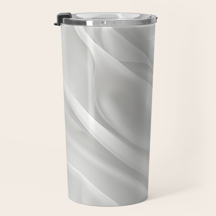 White Satin Silky Surface All White Travel Mug Gallery Image 3