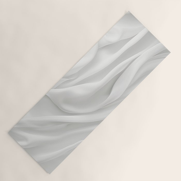 White Satin Silky Surface All White Yoga Mat Gallery Image 1