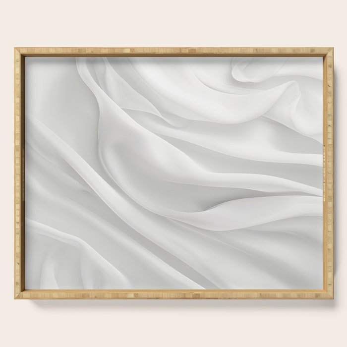 White Satin Silky Surface All White Serving Tray Gallery Image 1