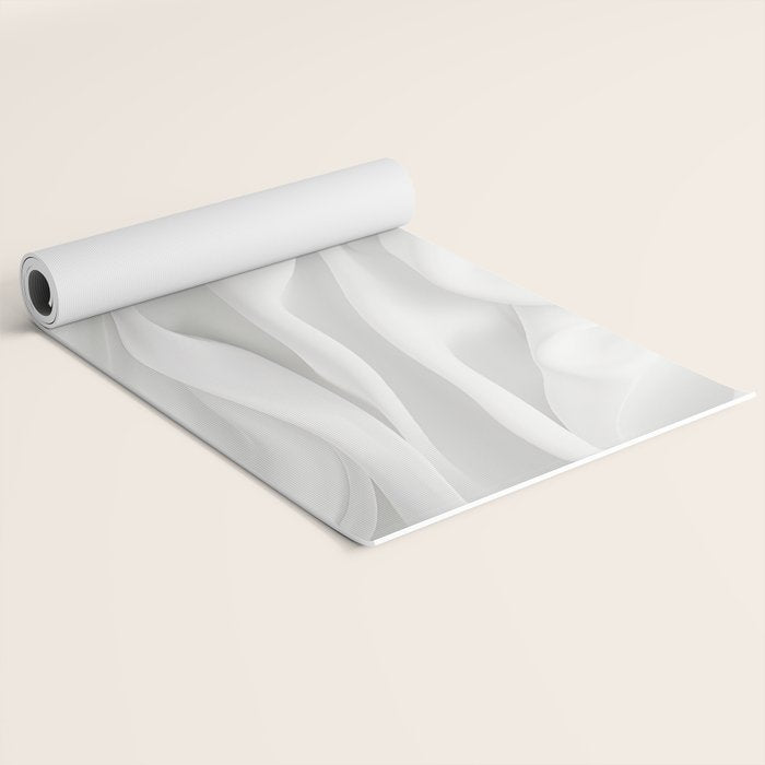 White Satin Silky Surface All White Yoga Mat Gallery Image 2