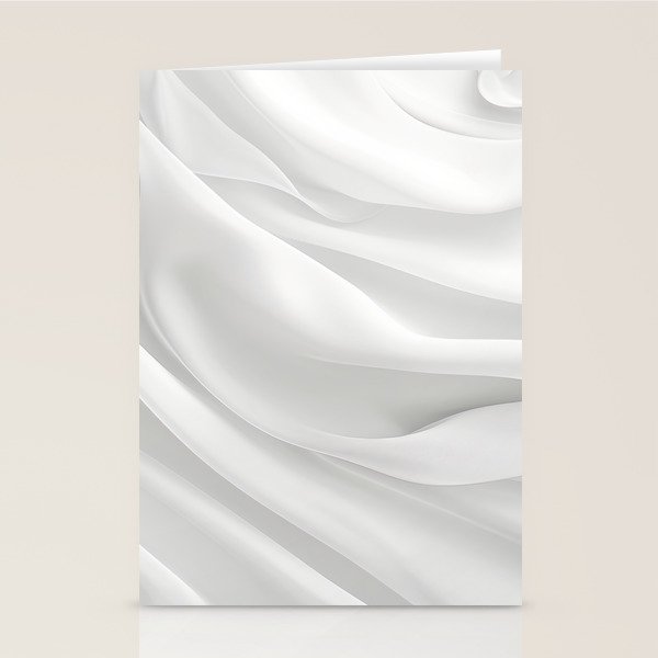 White Satin Silky Surface All White Stationery Card Gallery Image 1