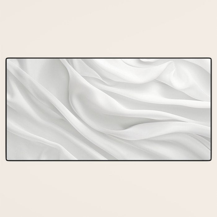 White Satin Silky Surface All White Desk Mat Gallery Image 3