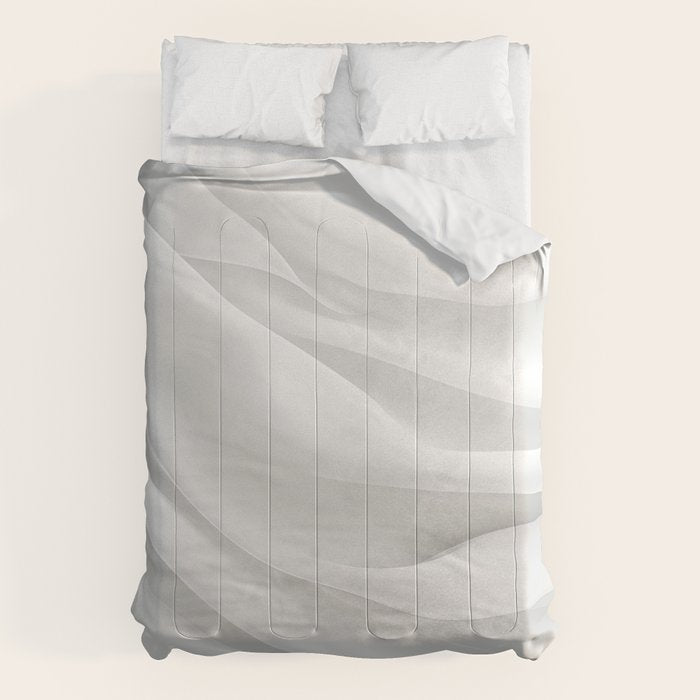White Satin Silky Surface All White Comforter Gallery Image 1