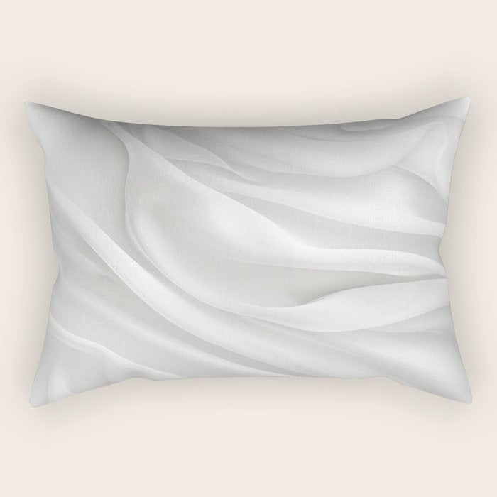 White Satin Silky Surface All White Rectangular Pillow Gallery Image 2