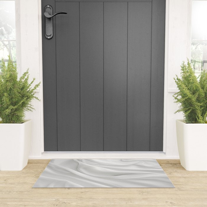 White Satin Silky Surface All White Welcome Mat Gallery Image 3