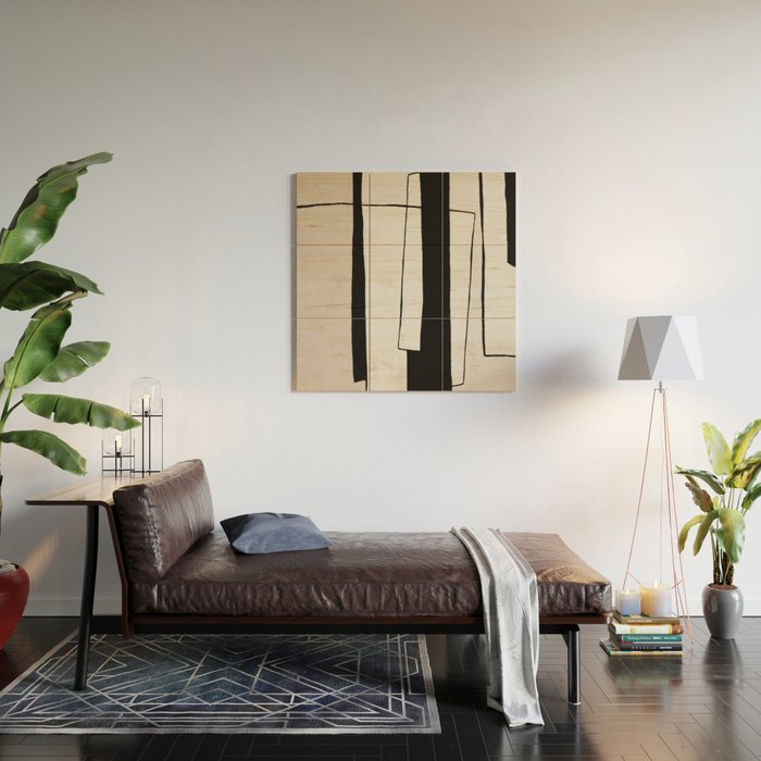 Abstract minimal modern painting 02 Wood Wall Art Gallery Image 2