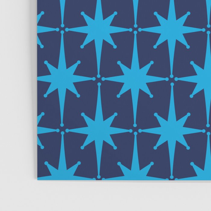 Midcentury Modern Atomic Age Starburst Pattern in Double Blue Poster Gallery Image 3
