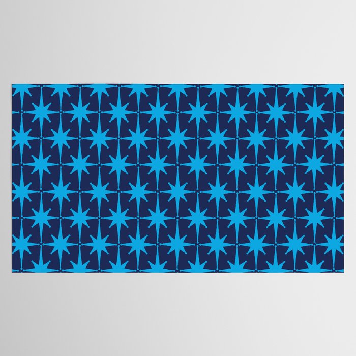 Midcentury Modern Atomic Age Starburst Pattern in Double Blue Tablecloth Gallery Image 2