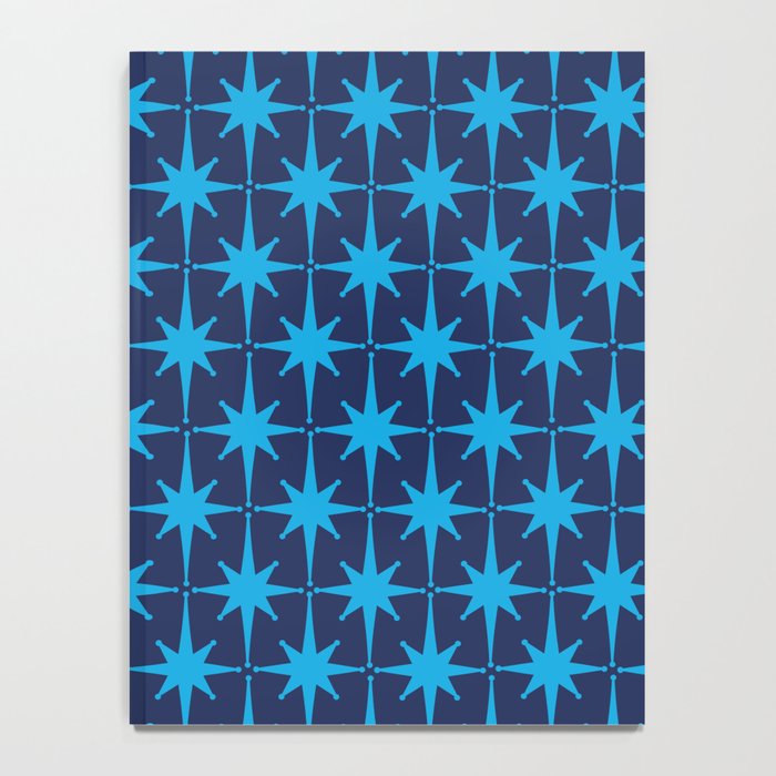 Midcentury Modern Atomic Age Starburst Pattern in Double Blue Notebook Gallery Image 4