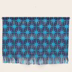 Midcentury Modern Atomic Age Starburst Pattern in Double Blue Wall Hanging Gallery Image 1