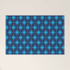Midcentury Modern Atomic Age Starburst Pattern in Double Blue Welcome Mat Gallery Image 1