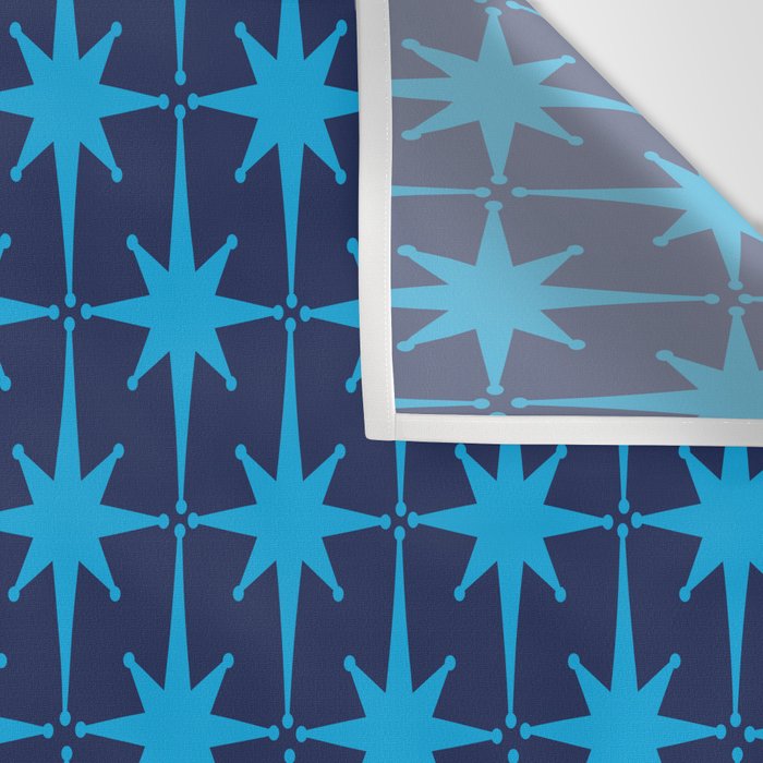 Midcentury Modern Atomic Age Starburst Pattern in Double Blue Wall Tapestry Gallery Image 3