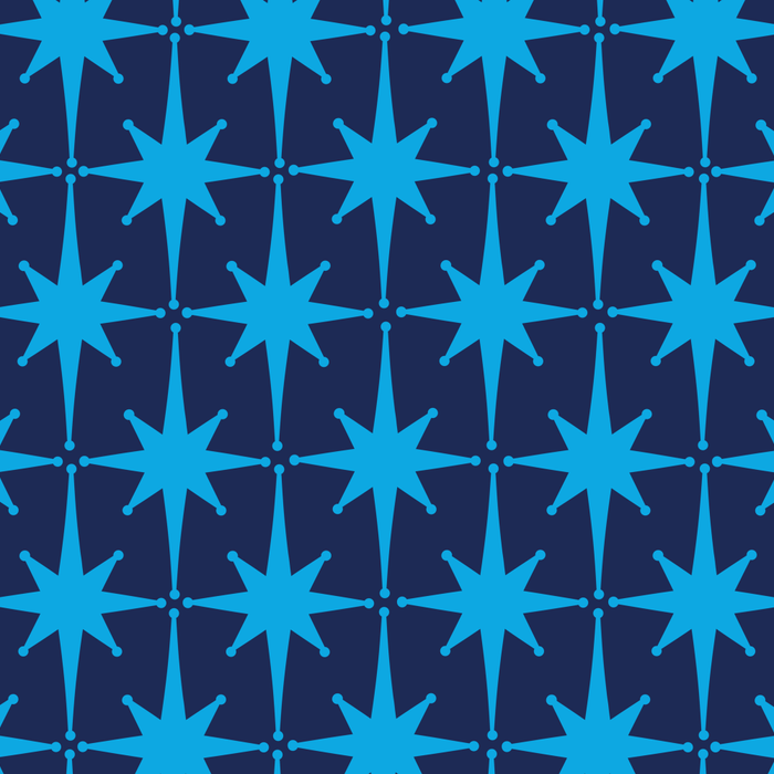 Midcentury Modern Atomic Age Starburst Pattern in Double Blue Coffee Mug Gallery Image 2