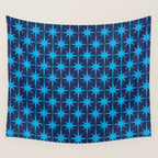 Midcentury Modern Atomic Age Starburst Pattern in Double Blue Wall Tapestry Gallery Image 4