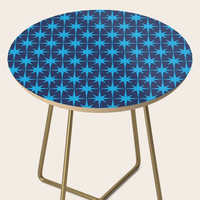 Midcentury Modern Atomic Age Starburst Pattern in Double Blue Side Table Gallery Image 2
