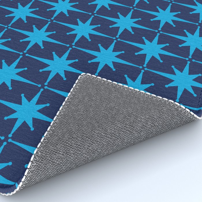 Midcentury Modern Atomic Age Starburst Pattern in Double Blue Rug Gallery Image 4