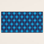 Midcentury Modern Atomic Age Starburst Pattern in Double Blue Desk Mat Gallery Image 3