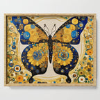 Gustav Klimt Style Blue and Gold Butterfly Serving Tray Gallery Image 1