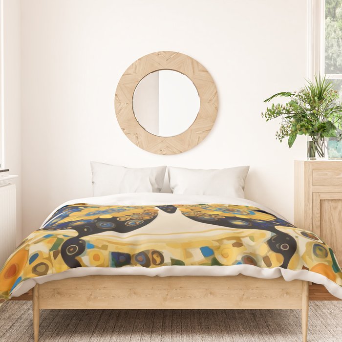 Gustav Klimt Style Blue and Gold Butterfly Duvet Cover Gallery Image 3