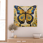 Gustav Klimt Style Blue and Gold Butterfly Wall Tapestry Gallery Image 2