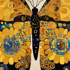 Gustav Klimt Style Blue and Gold Butterfly Coffee Mug Gallery Image 2