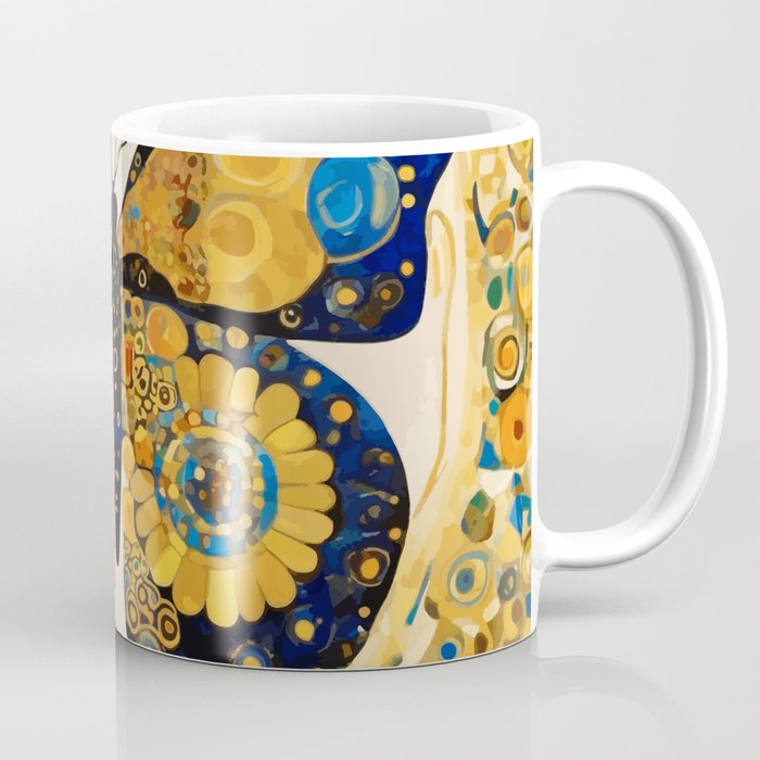 Gustav Klimt Style Blue and Gold Butterfly Coffee Mug Gallery Image 1