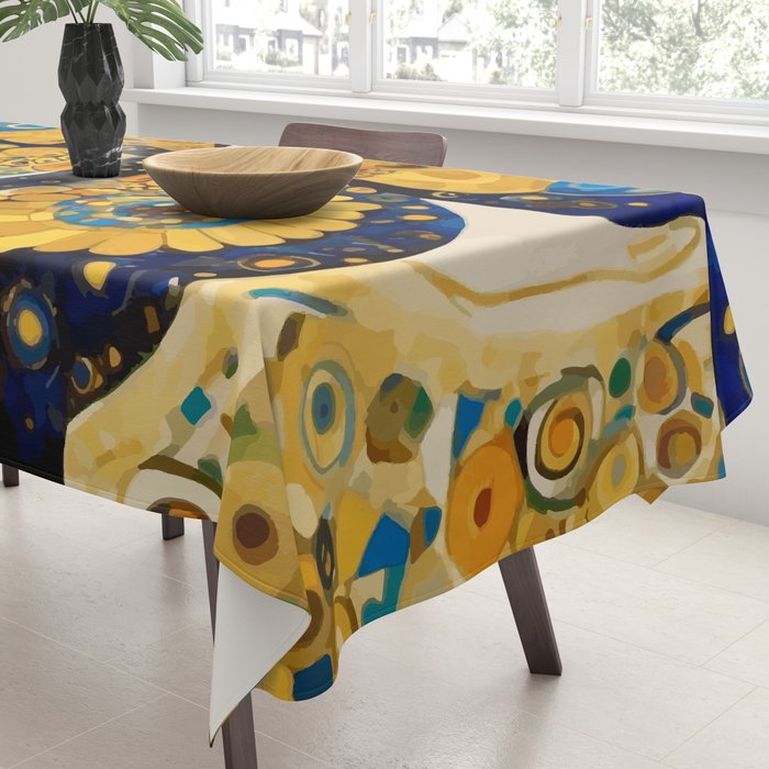 Gustav Klimt Style Blue and Gold Butterfly Tablecloth Gallery Image 3
