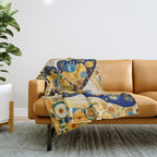 Gustav Klimt Style Blue and Gold Butterfly Throw Blanket Gallery Image 1