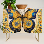 Gustav Klimt Style Blue and Gold Butterfly Credenza Gallery Image 1