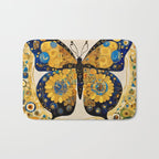 Gustav Klimt Style Blue and Gold Butterfly Bath Mat Gallery Image 1