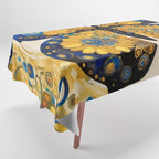 Gustav Klimt Style Blue and Gold Butterfly Tablecloth Gallery Image 1