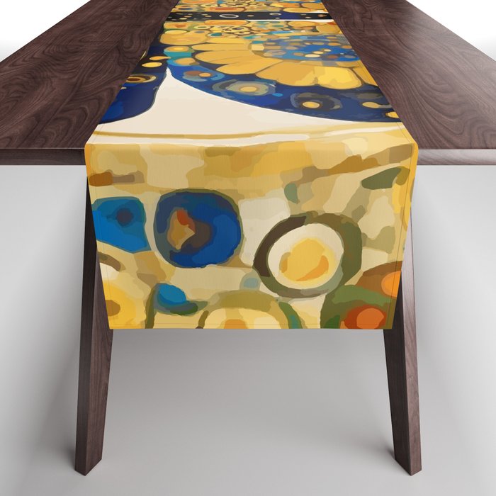 Gustav Klimt Style Blue and Gold Butterfly Table Runner Gallery Image 1