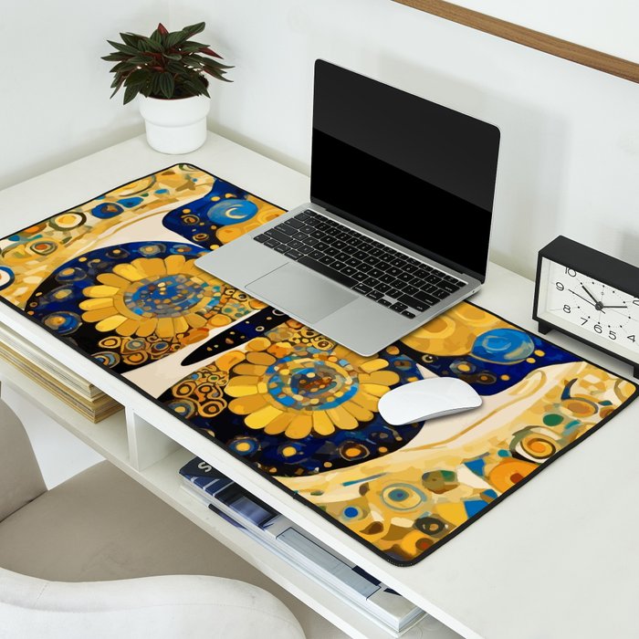 Gustav Klimt Style Blue and Gold Butterfly Desk Mat Gallery Image 2