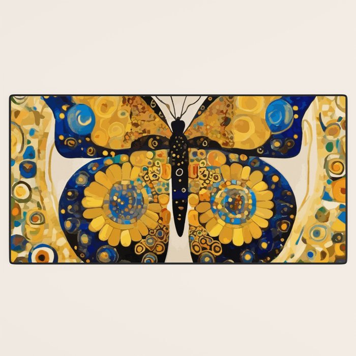 Gustav Klimt Style Blue and Gold Butterfly Desk Mat Gallery Image 3