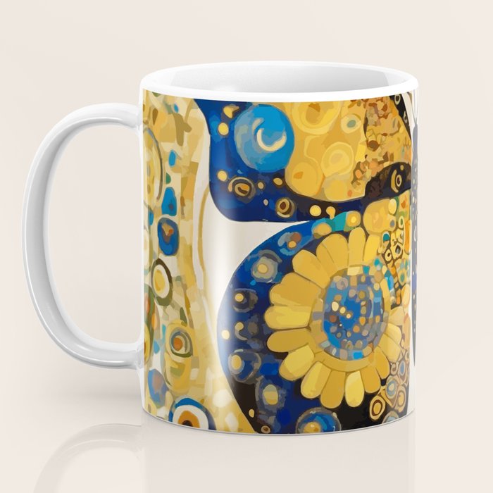Gustav Klimt Style Blue and Gold Butterfly Coffee Mug Gallery Image 3
