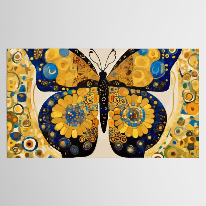 Gustav Klimt Style Blue and Gold Butterfly Tablecloth Gallery Image 2
