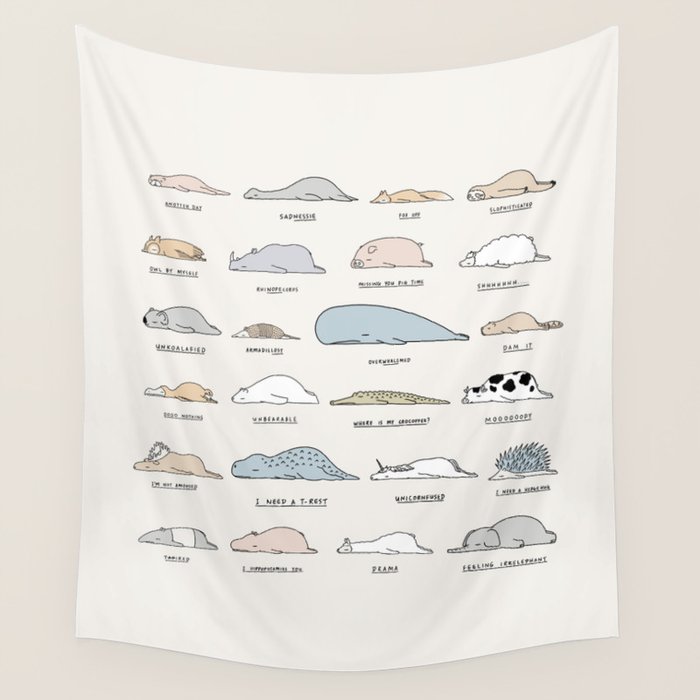 The Moody Animals (Colours) Wall Tapestry Gallery Image 1