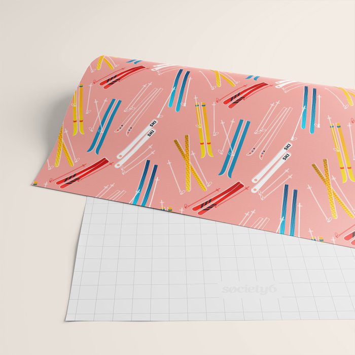 Colorful Ski Illustration and Pattern no 2 Wrapping Paper Gallery Image 2