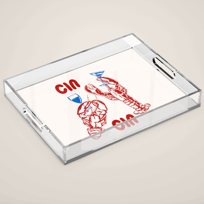 Cin Cin Lobster Doodle Acrylic Tray Gallery Image 1