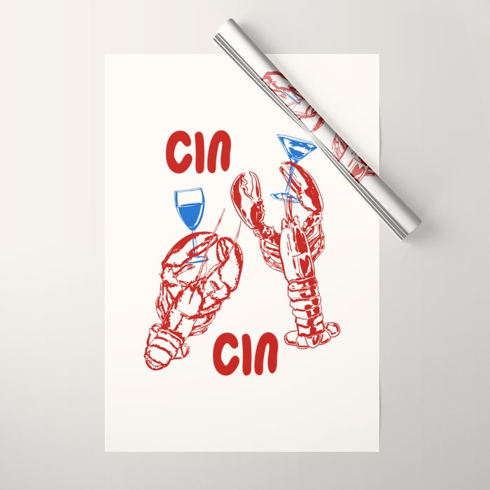 Cin Cin Lobster Doodle Wrapping Paper Gallery Image 1