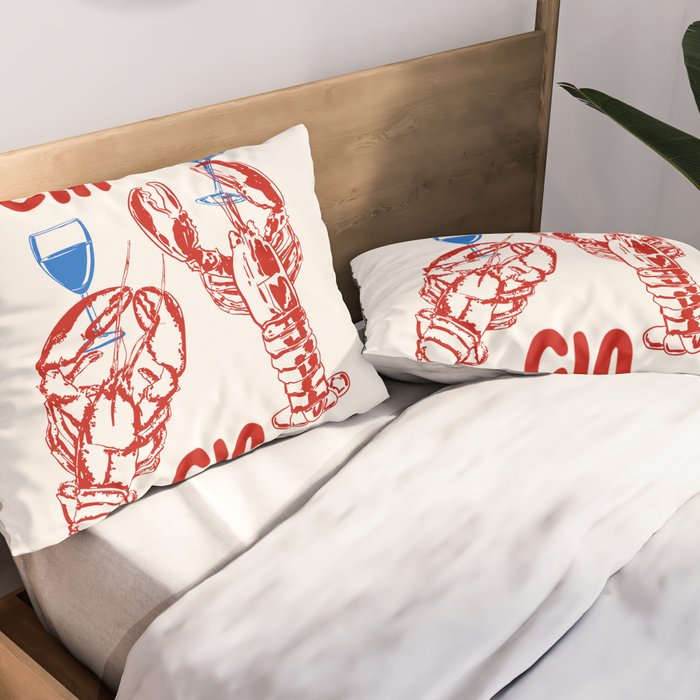 Cin Cin Lobster Doodle Pillow Sham Gallery Image 2