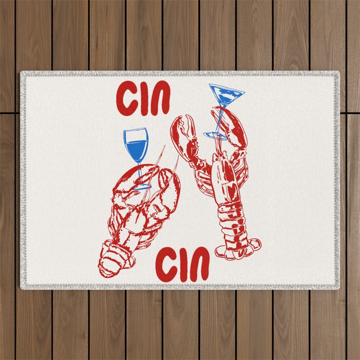 Cin Cin Lobster Doodle Outdoor Rug Gallery Image 1