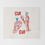 Cin Cin Lobster Doodle Throw Blanket Gallery Image 2