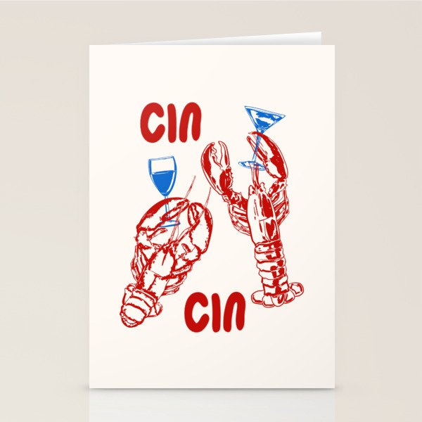Cin Cin Lobster Doodle Stationery Card Gallery Image 1