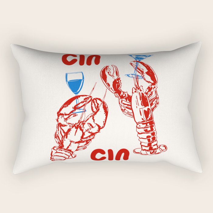 Cin Cin Lobster Doodle Rectangular Pillow Gallery Image 2